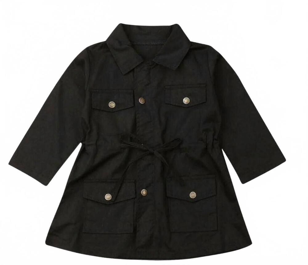 NEW THREAD & SUPPLY girl's kinsley lapel coat in black